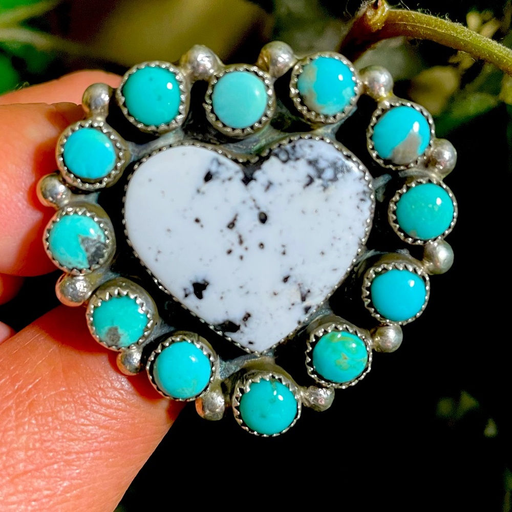 M&S Turquoise & NV Magnesite Heart Ring💍♥️